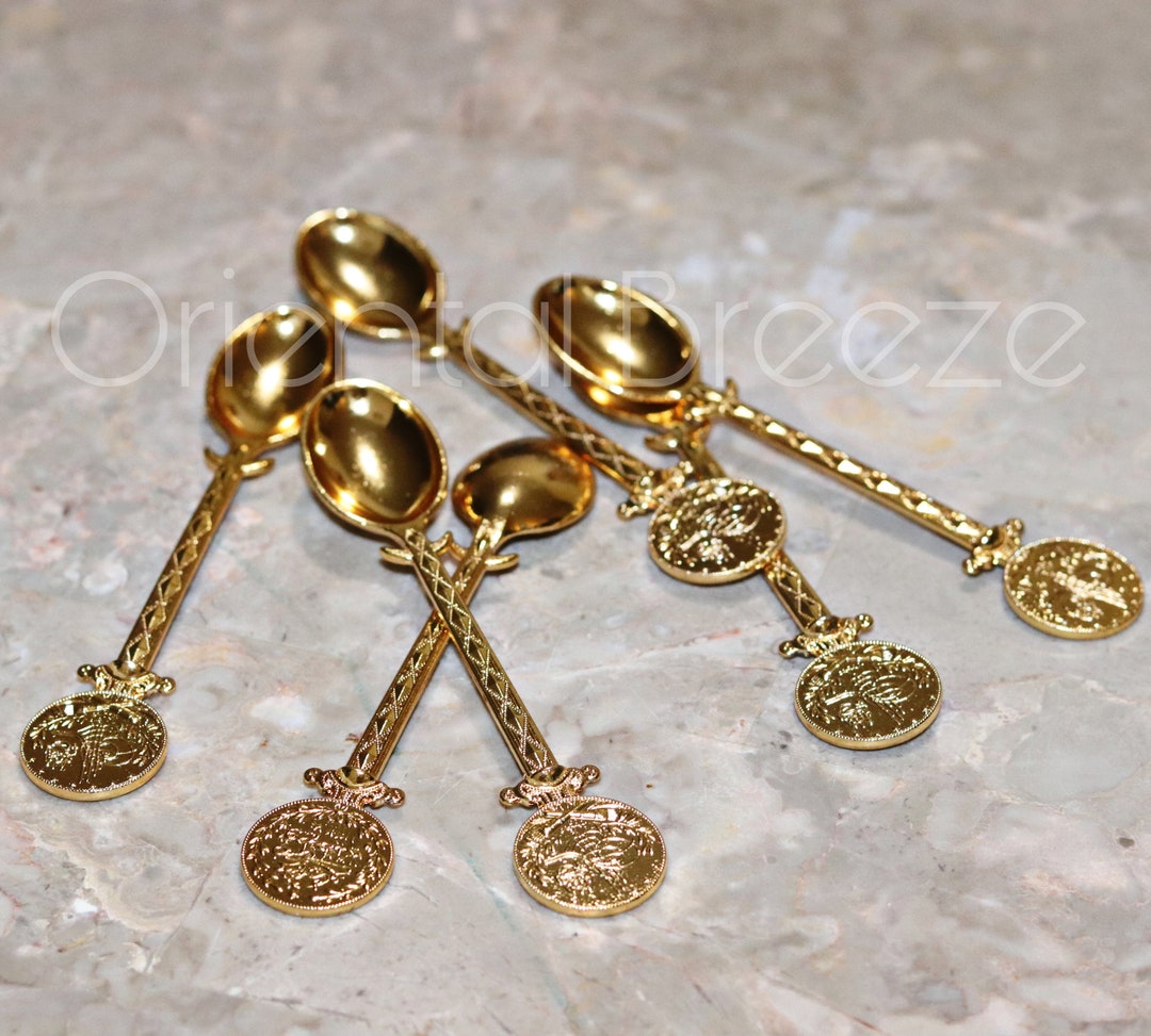 Gold Tea Spoons, Turkish Tea Spoons, Oriental Tea Spoons, Arabic Tea
