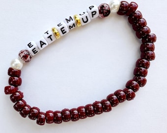 EAT EM UP Texas State Bobcats custom college spirit beaded bracelet