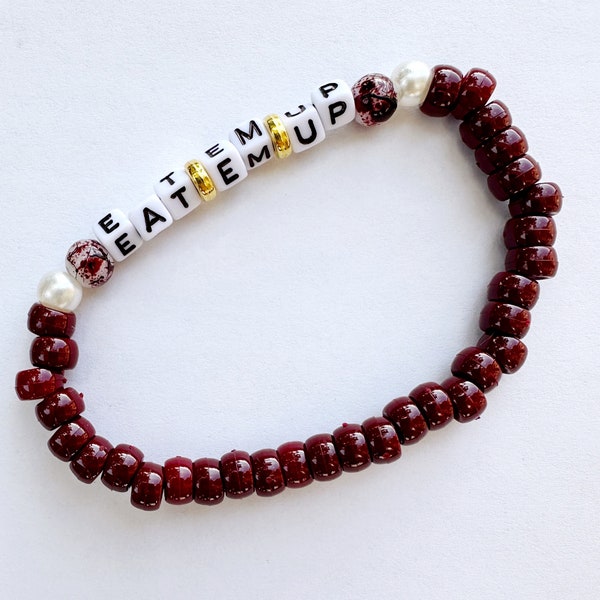 EAT EM UP Texas State Bobcats custom college spirit beaded bracelet