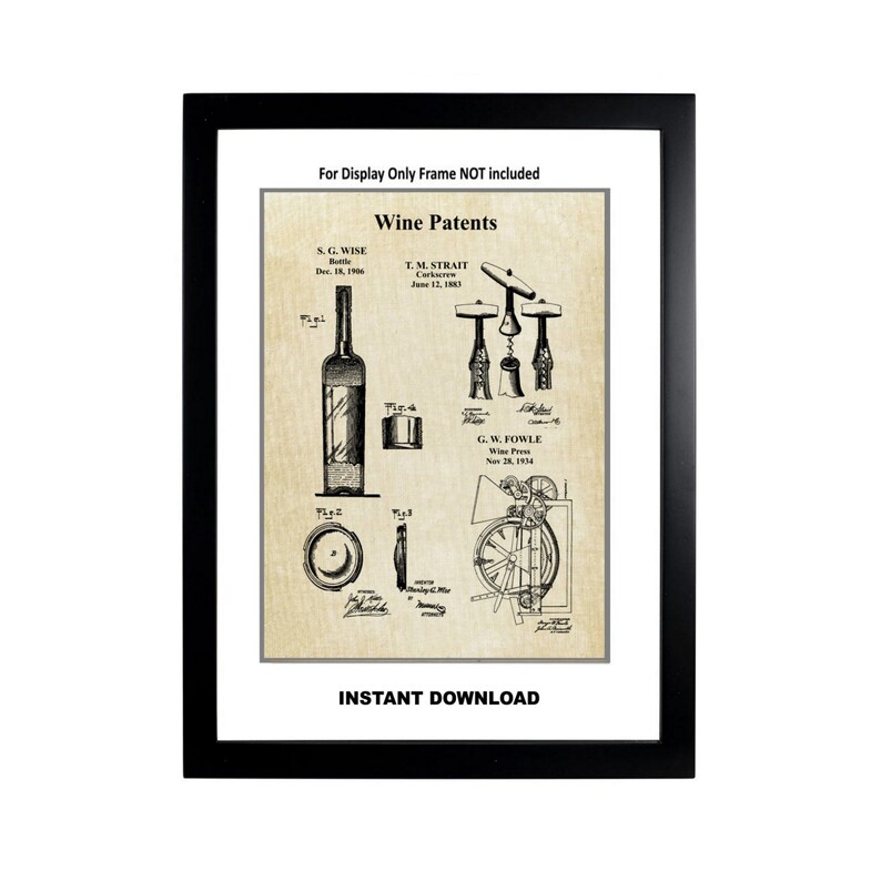 Downloadable Prints Wine Art Wine Decor for Kitchen Walls or Shelf Wine ...