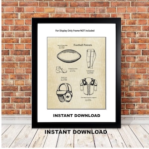 Vintage Football Patent Instant Download Football Wall Art for Boys Bedroom or Man Cave Decor 3 Sizes