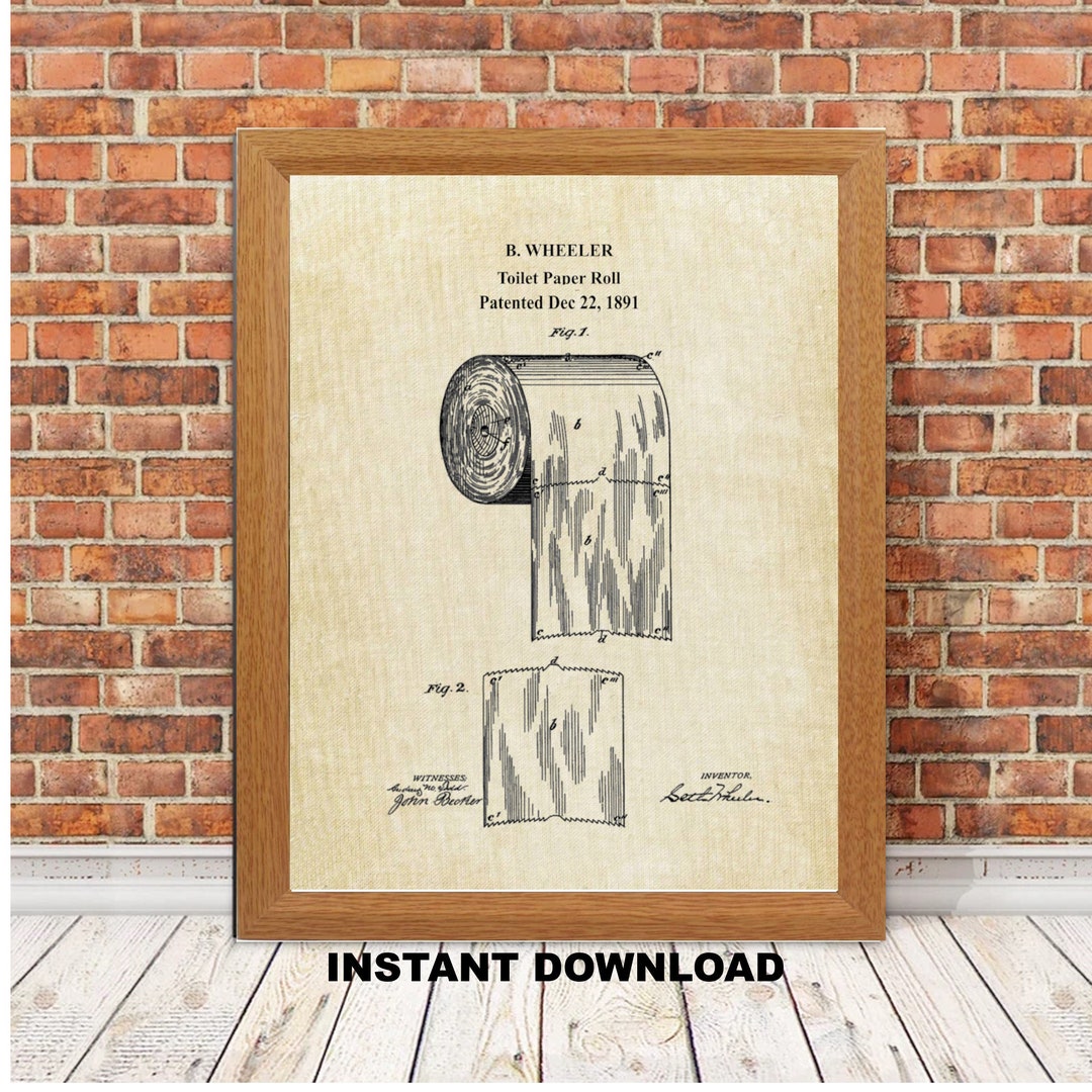 Funny Bathroom Printable Wall Art Toilet Paper Roll Patent Digital ...