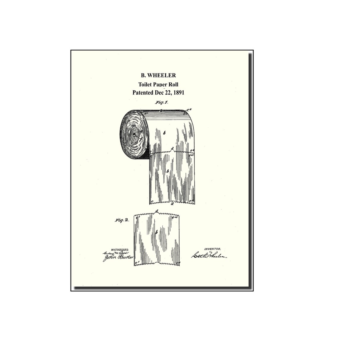 Funny Bathroom Printable Wall Art Toilet Paper Roll Patent Digital ...