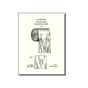 Funny Bathroom Printable Wall Art Toilet Paper Roll Patent Digital ...