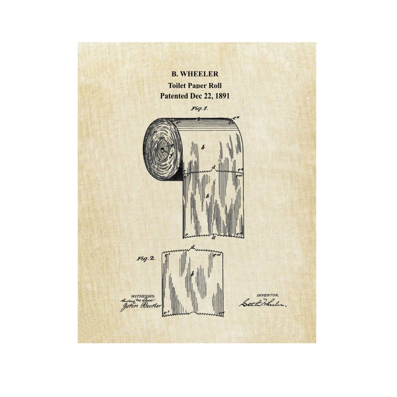 Funny Bathroom Printable Wall Art Toilet Paper Roll Patent Digital ...