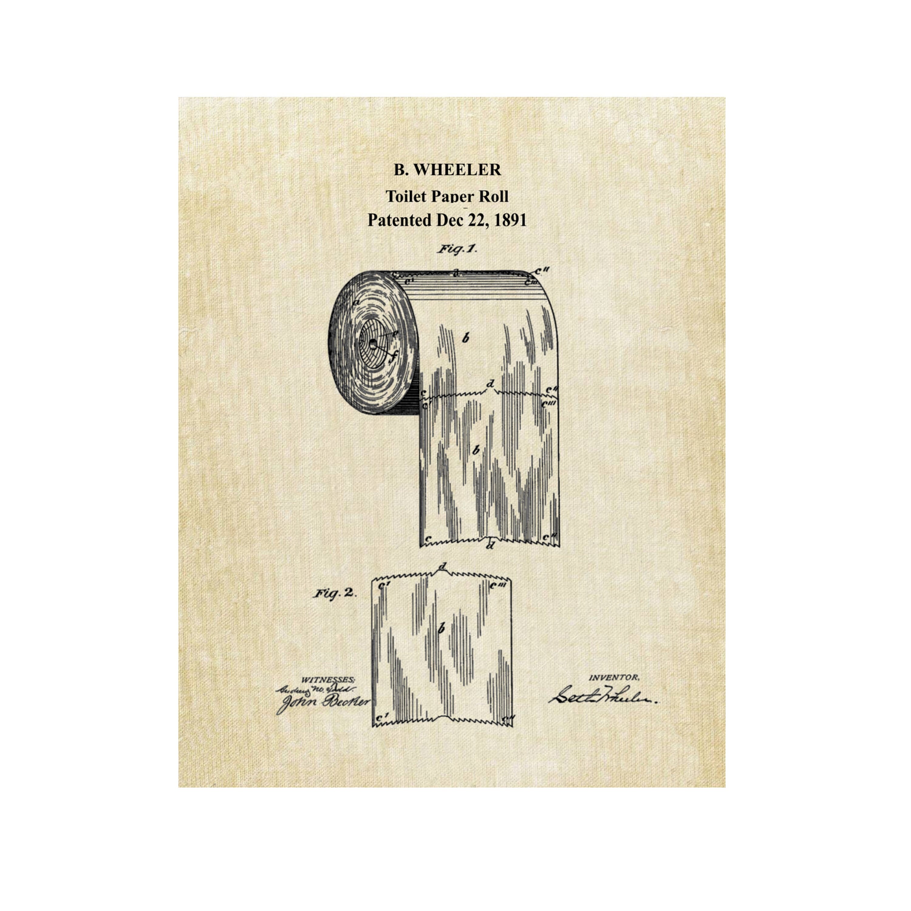 Funny Bathroom Printable Wall Art Toilet Paper Roll Patent Digital ...
