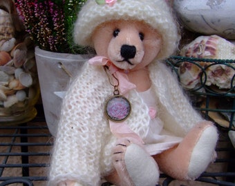 Klassischer Künstler Teddy Bär Bärenmädchen OOAK Rosalyn 22 cm mit Kleidung