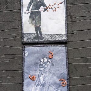 Parches, parches bordados con cuentas, 2 apliques, motivos de mujer *No.FA2/2