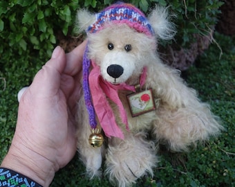 Artist Teddy Bear Longhair Cuddly Bear Two-Tone OOAK 22 cm Mohair Special Price