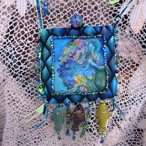 Sac de médecine de sirène maritime Broderie de perles cousues à la main