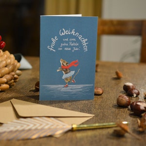 Eislauf-Maus Postkarte/Weihnachtskarte
