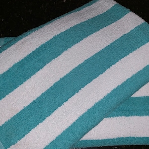 4 Pieces New Green Striped Cabana Towels Beach Resort Pool Towels 30x70 inches