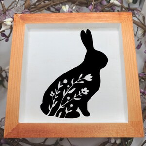 Ostern / Frühling Blumen Silhouette | Kleines Holzschild | Wohnkultur | Ostern-Zeichen | Bauernhaus Dekor | Rustikales Schild | Saisonales Dekor | Niedliches Schild