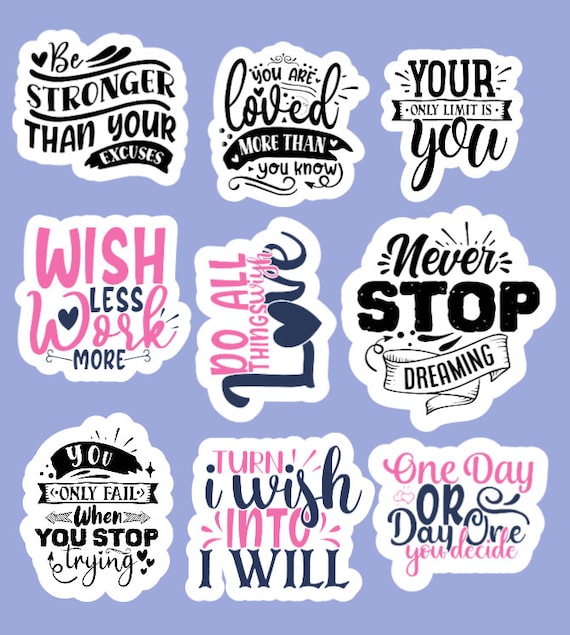 MOTIVATIONAL 10 Piece Waterproof Sticker PACK, Laptop Stickers, Water