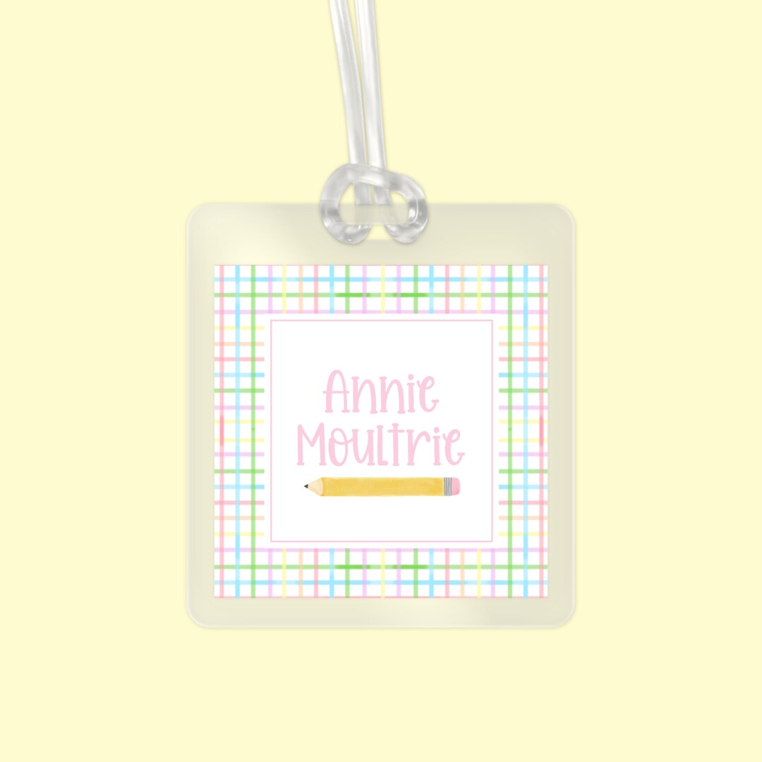 Personalized Pastel Pencil Laminated Bag Tag Luggage Tag Etsy
