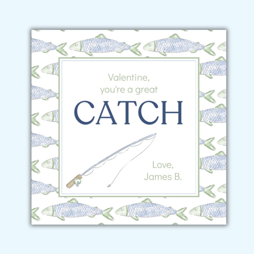 Printable Great Catch Valentine Kids Valentine s Day Fishing Valentine Digital Download Party