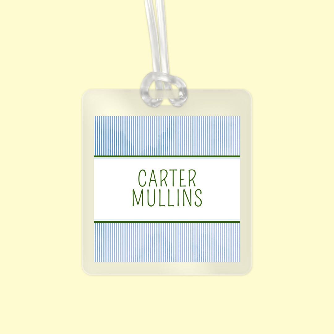 Personalized Blue & Green Laminated Bag Tag Luggage Tag Etsy