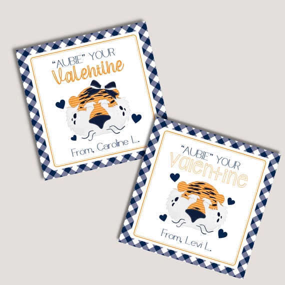 PRINTABLE Aubie Valentine Tiger Valentine AU Auburn | Etsy