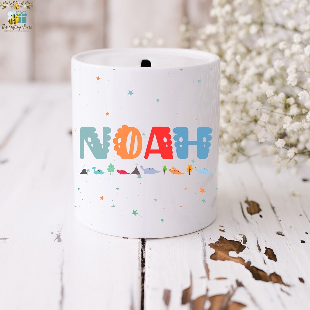 Personalised Dinosaur Children's Money Box 1st Birthday Gift Kid's