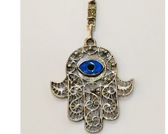 LLavero Hamsa Hand of Fatima with Turkish Eye Protection Luck Key Chain Evil Eye