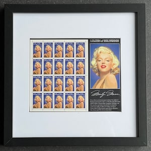 Timbres encadrés - 1995 - Légendes d’Hollywood - Marilyn Monroe - Signature USPS - Timbres de 32 cents -1 feuille de 20 timbres