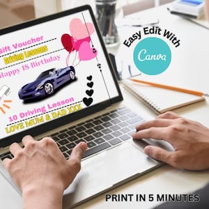 Bearbeitbare Fahrstunden, Digitaldruck Geschenk, Geschenkgutschein für Fahrstunden, Geburtstag Fahrgeschenk, Sofortiger Download Geschenk, Fahrgutschein