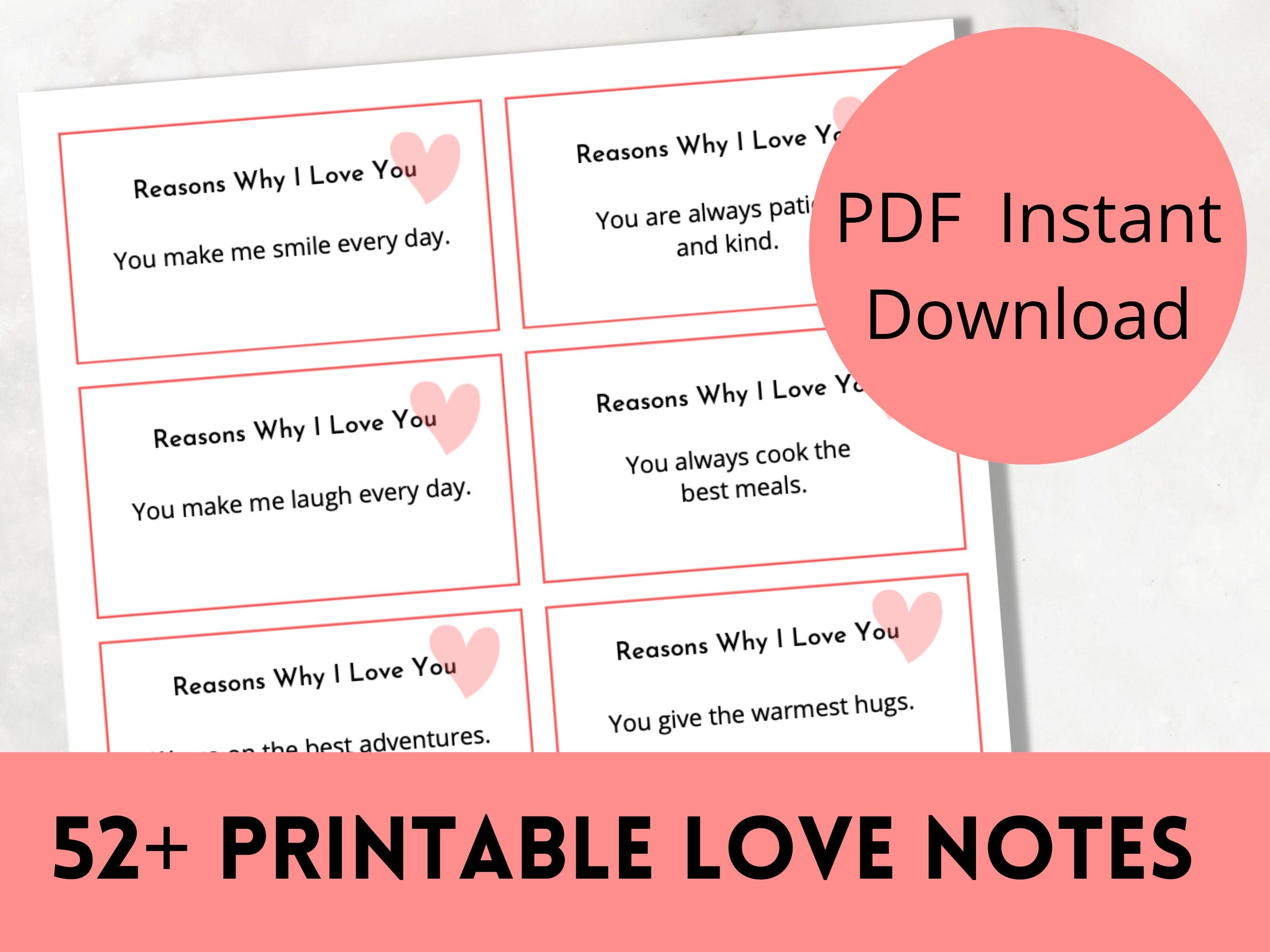 Reasons Why I Love You Printable Template Free