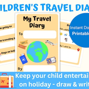 Diario de viaje infantil imprimible (descarga digital instantánea): registre sus recuerdos especiales de vacaciones (hoja de actividades)