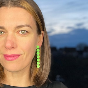 Long earrings red navy blue earrings olive green hot pink dangle earrings petrol black earrings orange earrings string earrings fimo schmuck