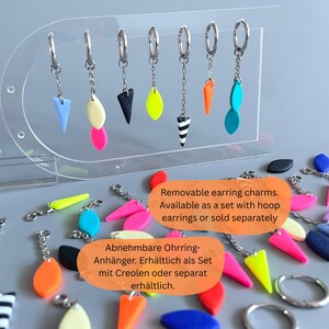 Hoop Earrings with Interchangeable Polymer Clay Charms – Colorful Everyday Jewelry - Polymer Charm for hoops - bright dangly earrings