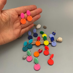 Colorful stud earrings of polymer clay everyday small earrings of different colors jewelry gift stud earrings minimalistic