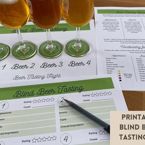 Kit para degustação de cerveja às cegas para impressão | Festa de degustação de cerveja | Download digital | A4