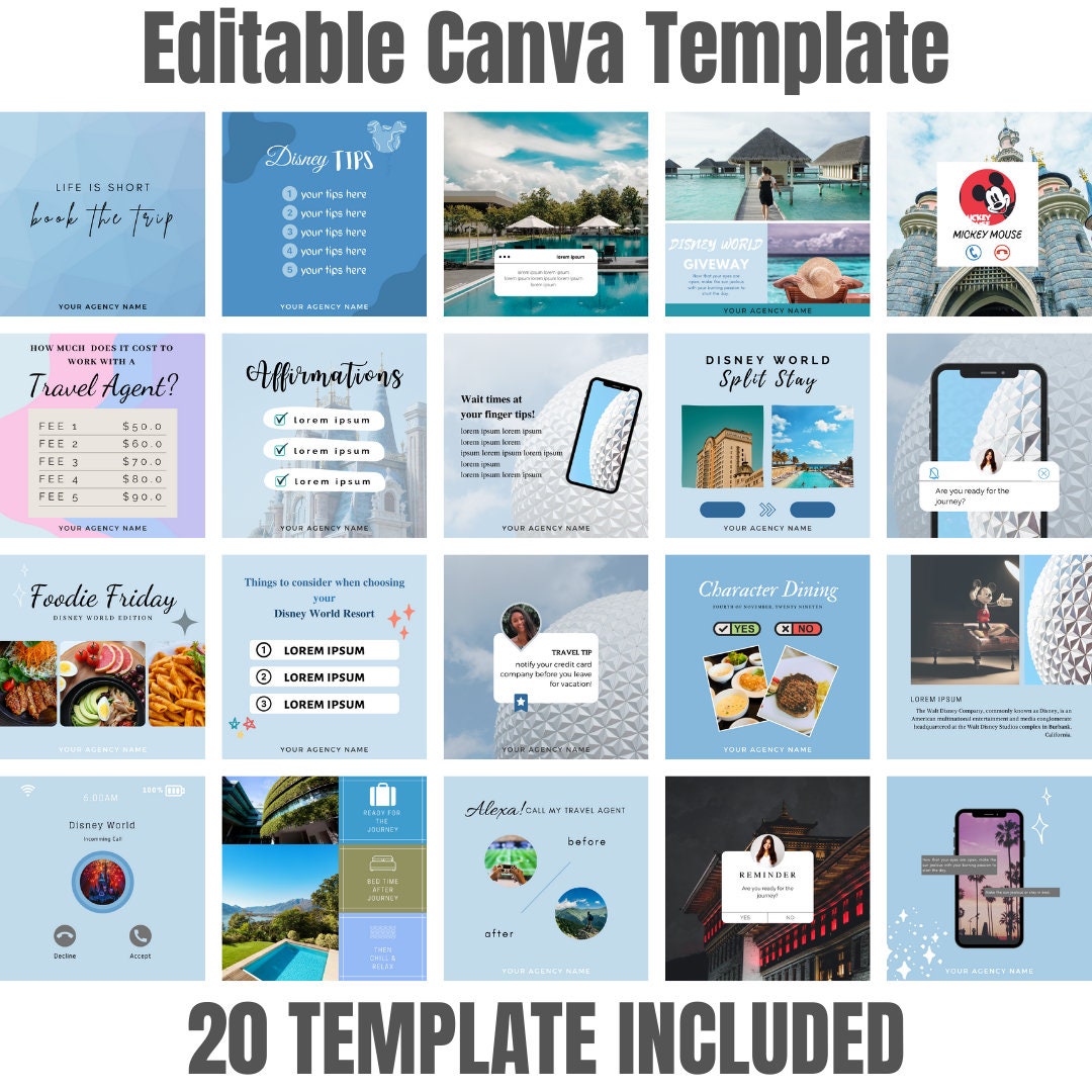 Travel Instagram Post Canva Template | Editable Social Media (digital ...