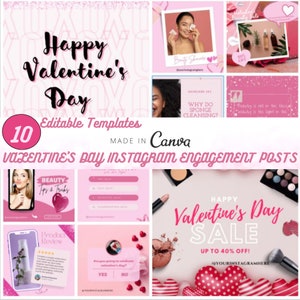 10 Valentine&#39;s Day Esthetician Instagram Posts| Skincare Instagram Story| IG Skincare Instagram Posts| Beauty Instagram Template Pack