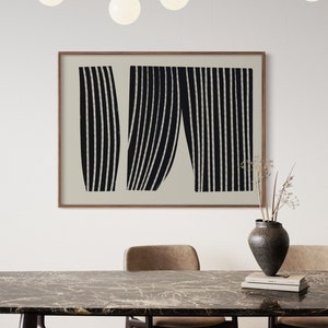 Abstract Printable Wall Art Black and Beige Modern Aesthetic Print Minimalist Poster Instant Download