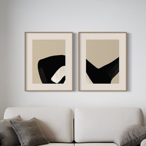 Abstrakter Kunstdruck Set, 2 schwarzweiße abstrakte Kunst, bedruckbare abstrakte Kunst, sofortiger Download, Minimale Kunst Drucke, 24x36, 30x40, Japandi Art
