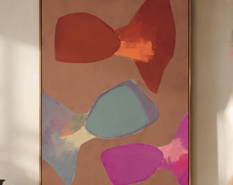 Mid-Century Modern Colorful Abstract Art Print, Boho Living Room Decor (Digital Download)