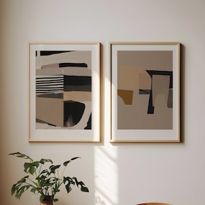 Contemporary Abstract Art Prints Bundle Set of 2 Digital Downloads Modern Home Decor High-Resolution Printable Wall Art image 1