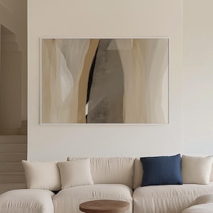 Neutral Abstract Wall Art Print Minimalist Earthy Tones Digital Download Beige Brown Canvas Painting Modern Wabi Sabi Home Decor Large -0081