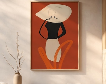 Stampa artistica astratta con figura femminile: decorazione murale moderna (download digitale)