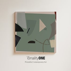 Geometric Green Abstract Art, Modern Minimalist Print for Living Room, Mid Century Large Wall Art, Contemporary Digital Download Printable