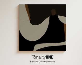 Abstrakte Kunst - Schwarz und Beige - Druck - Minimalistisches Design (Digitaler Download)