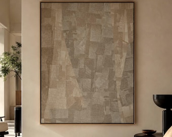 Neutral Abstract Printable Wall Art, Wabi Sabi Textured Beige & Taupe Print, Japandi Organic Modern Living Room Decor, Large Art Download