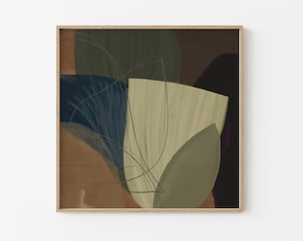 Botanical Reverie: Abstract Floral Art Print, Square Format (Digital Download 20x20, 40x40in)