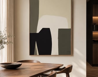 Large Abstract Painting: Modern Neutral Collage Wall Art (24x36) (Digital Download)