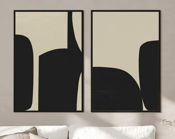 Black and White Abstract Art Print Set: Minimalist Gallery Wall (Digital Download)