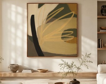 Minimalist beige brown abstract painting (Digital Download)