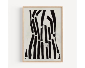 Minimalist Lines Art Print: Beige Abstract Drawing (Digital Download)