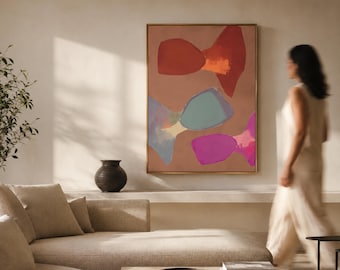 Mid-Century Modern Abstract Art Print, Warm Earth Tones, Boho Living Room Decor (Digital Download)