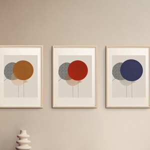 Set of 3 abstract digital wall art prints for download, 30x40 24x36 size wall decor set image 2